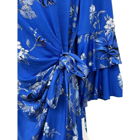 Shelby & Palmer Women Dress Size 10 Blue Floral Short Sleeve Drape Ruffle NWT Ne - Picture 4 of 10